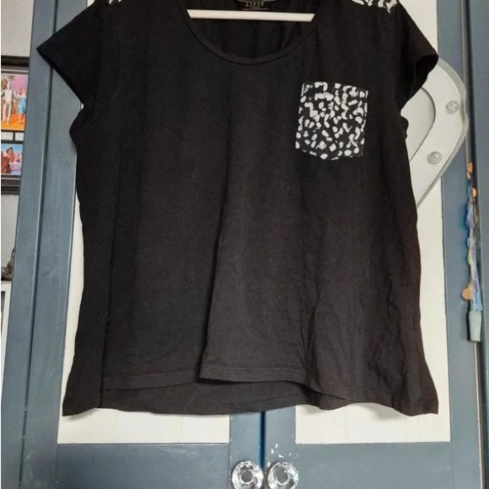 ASOS Black Short Sleeve Tee with Patterned Pocket